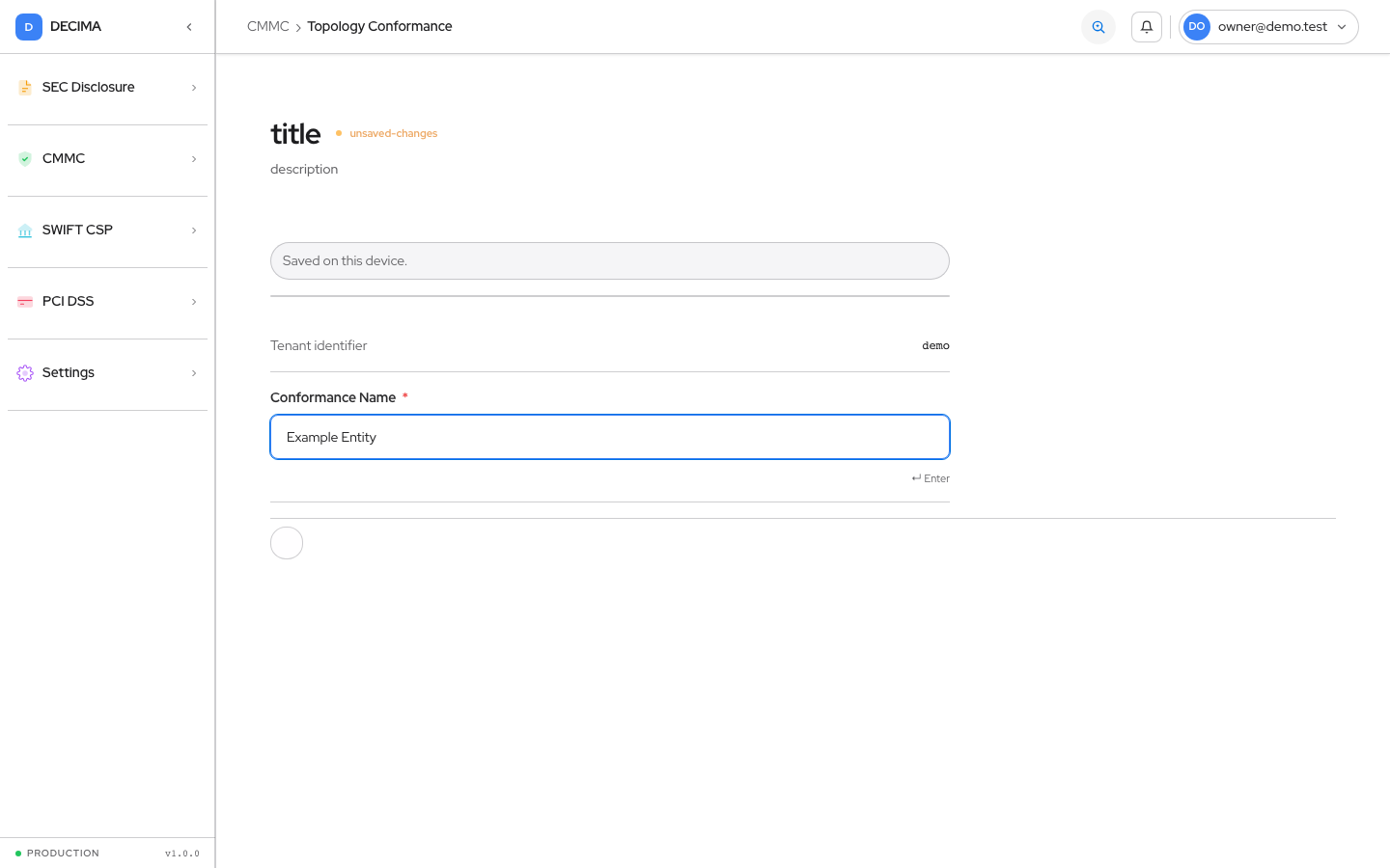 Step 3 — Sign off, as shown in DECIMA