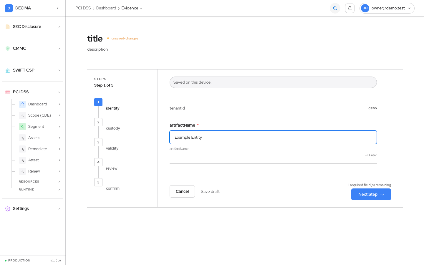 Step 3 — Validity, as shown in DECIMA