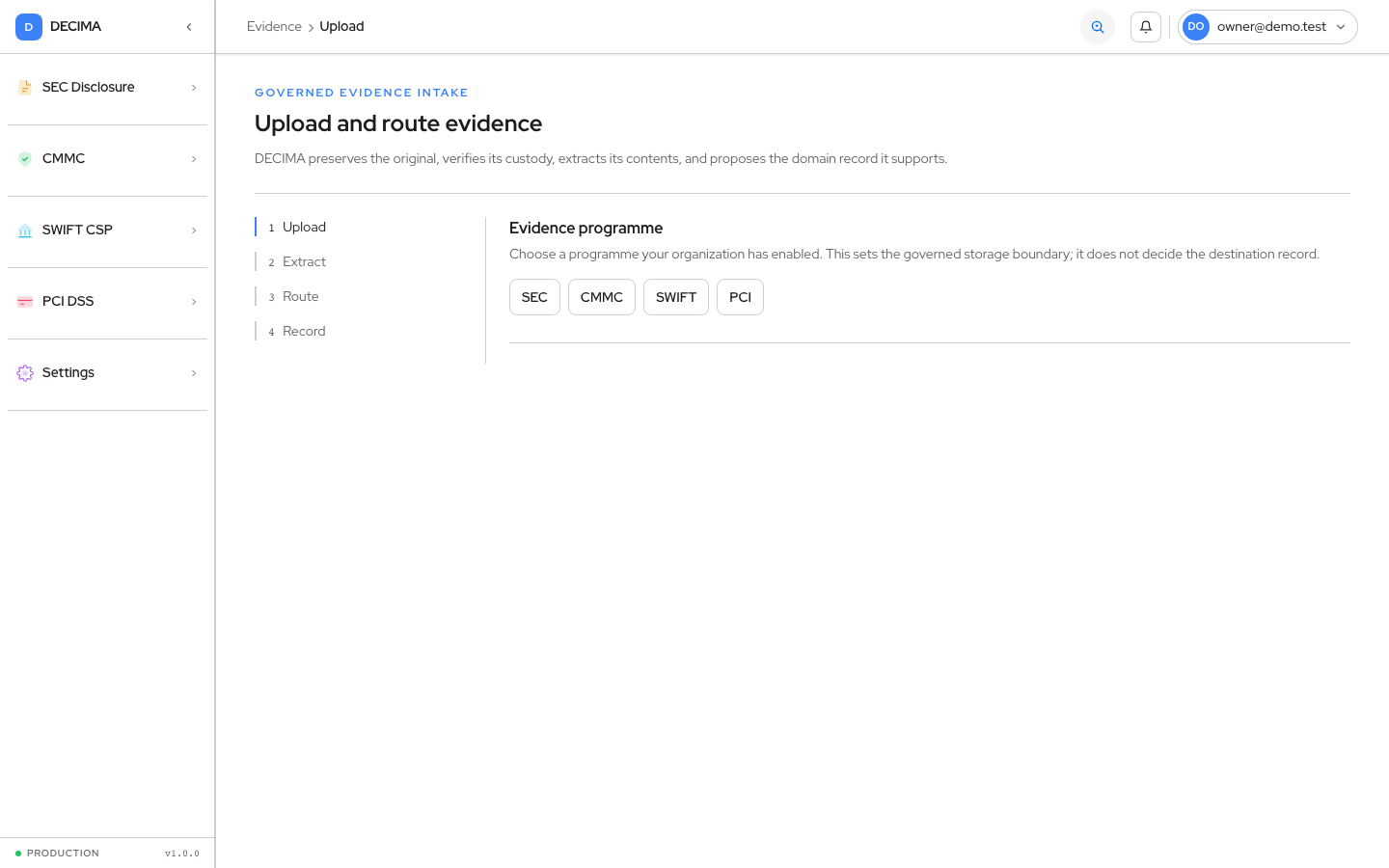 Step 3 — Request, as shown in DECIMA