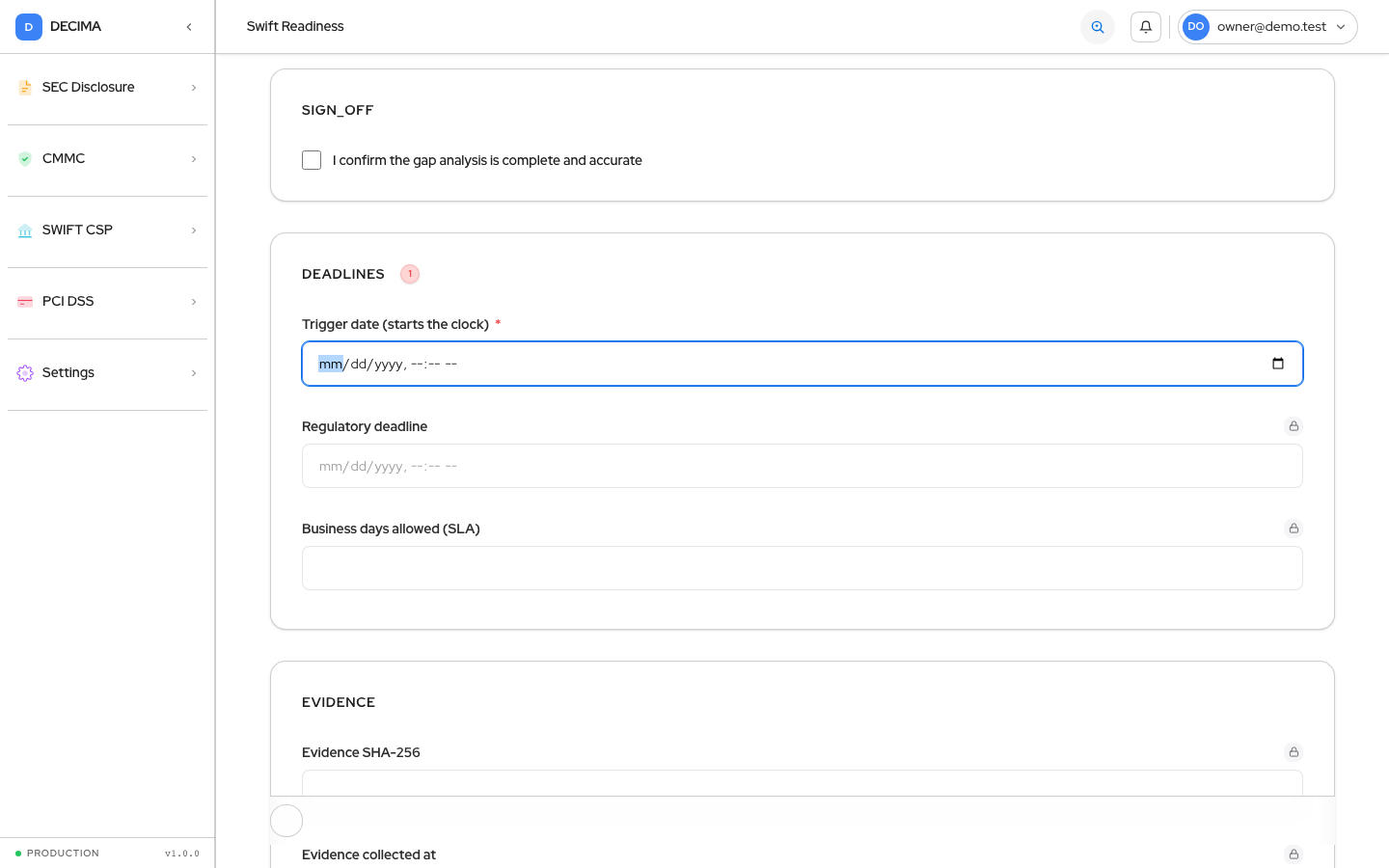 Step 8 — Evidence, as shown in DECIMA